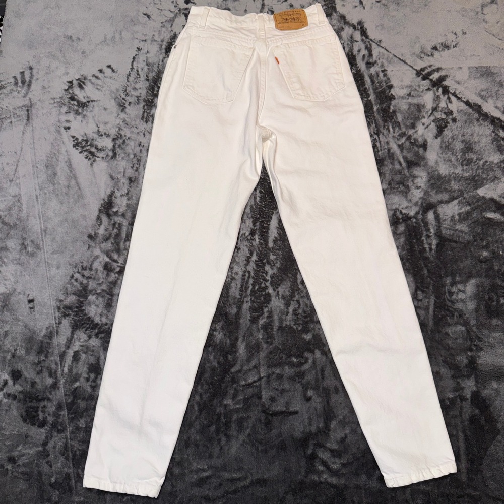 Vintage Levis 912 Slim Fit Tapered Leg White Orange Tab Jeans High Rise 9 Med - Picture 2 of 9